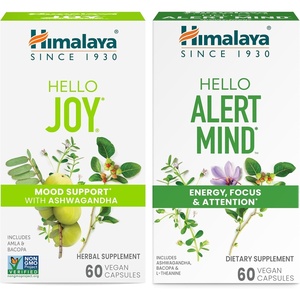 image:imageHimalaya Hello Joy with Ashwagandha for Improving Mood and Spirits amp Himalaya Hello Alert Mind with Bacopa for Energy Focus amp Attention Herbal Supplement 60 Capsules Each
