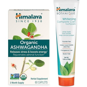 image:imageHimalaya Organic Ashwagandha 60ct for Energy Support amp Occasional Sleeplessness Plus Whitening Complete Care Toothpaste Fluoride Free Mint Flavor  2Product Bundle