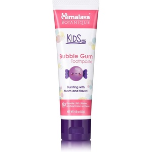 image:imageHimalaya Botanique Kids Toothpaste with Xylitol Bubble Gum Flavor  Gentle Fluoride Free Toothpaste  Vegan Gluten Free SLS Free No Artificial Flavors or Colors 4 oz  Fluoride Free Kids ToothpasteGently fights plaque Toddler Toothpaste  Vegan SLS Free No Artificial Colors or FlavorsBubblegum