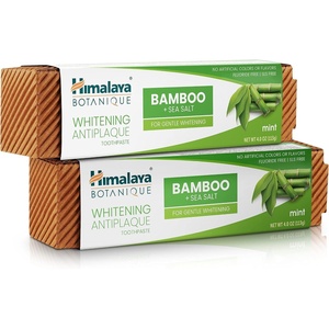 image:imageHimalaya Botanique Turmeric Whitening Antiplaque Toothpaste Mint 2 Pack  Fluoride Free Toothpaste With Turmeric amp Coconut Oil Whitening Toothpaste  No Artificial Flavors or Colors SLS Free Vegan4 Ounce Pack of 2