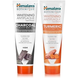 image:imageHimalaya Botanique Whitening Antiplaque Toothpaste Charcoal amp Turmeric Variety Pack Whitens Teeth Fluoride Free No Artificial Flavors SLS Free 4oz Pack of 2