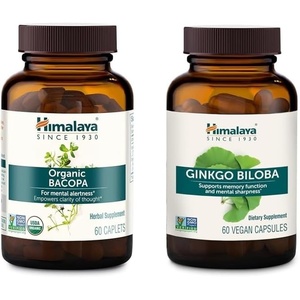 image:imageHimalaya Organic Bacopa Monnieri Nootropic amp Ginkgo Biloba Variety Pack Supports Calm Memory Cognition USDA Certified Organic NonGMO 750 mg 60 Count Pack of 2